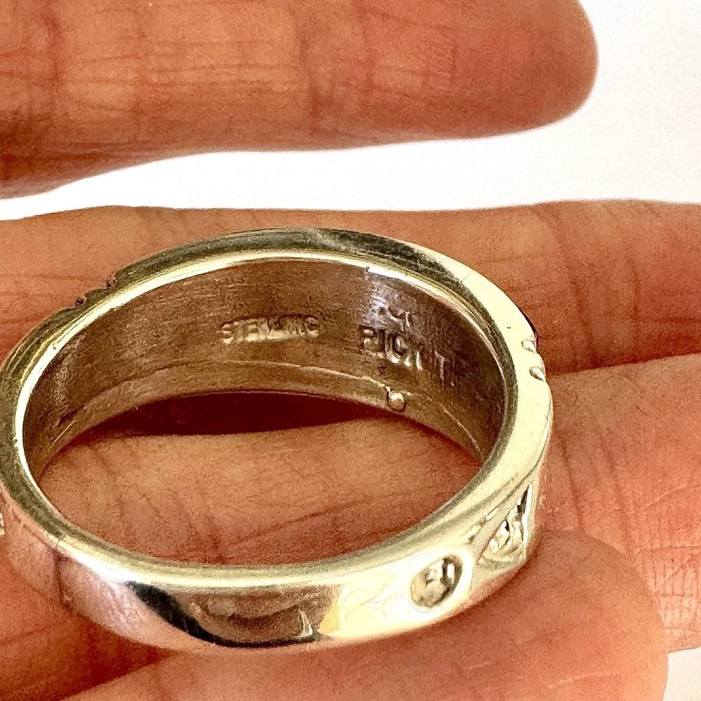 Navajo Inlay Wedding Band Ring Sz 12 Opal White Buffalo 9mm‎ Mens Signed RT